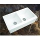 AFS2815 - Double Bowl Fireclay White Farmhouse Sink with Fluted Apron Front